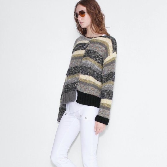 Zadig & Voltaire Jemma Deluxe Striped Al Sweater Sz M - Picture 1 of 12